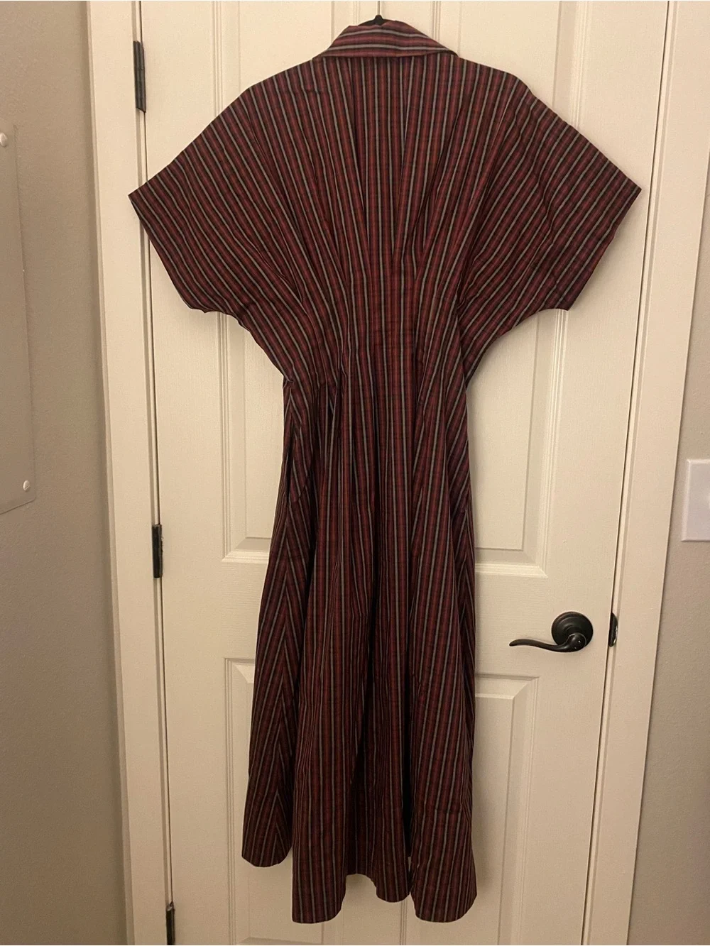 Exquise Midi Burgundy plaid dress - Picture 5 of 5